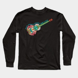 Cool Retro Guitar Design for Plant-based Vegetarian Vegan Long Sleeve T-Shirt